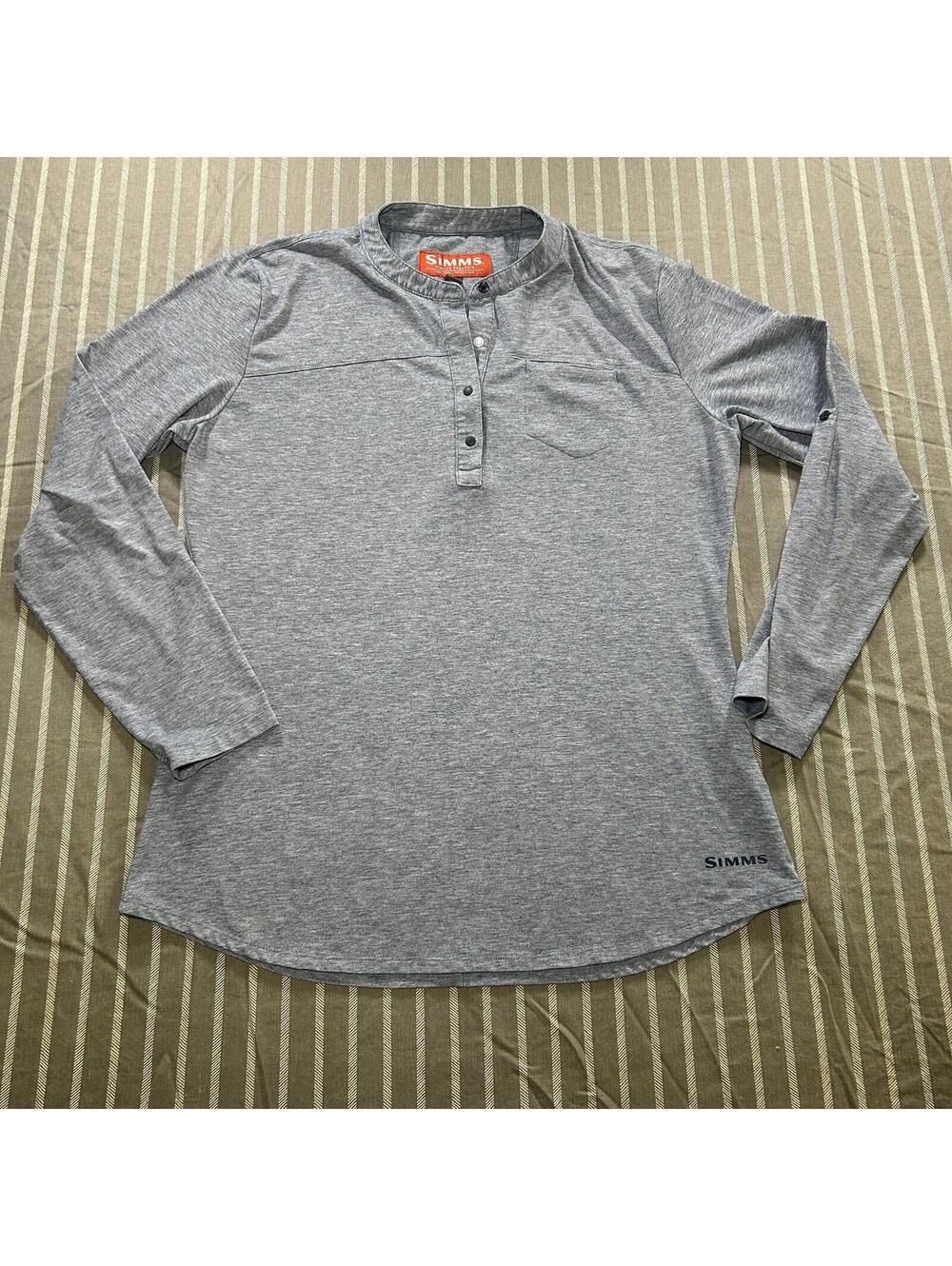 Simms Fishing Womens LARGE Drifter Henley Performance Material Gorpcore Outdoors